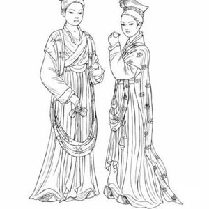 宋时服饰 出自:dover coloring book- chinese fashio